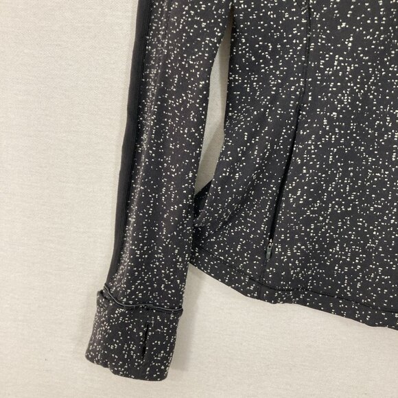 Lululemon Black White Dot Run Briskly Quarter Zip Pullover Top size 8 Athletic - Picture 3 of 12